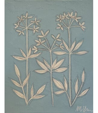 Morgan Shrader No.2 White Botanical w/ Blue Background