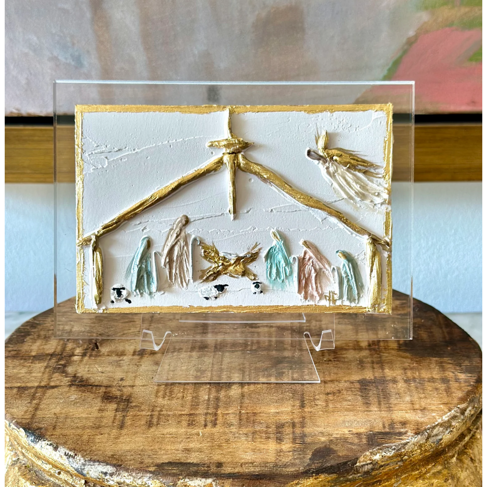 Nativity on Acrylic block w/easel