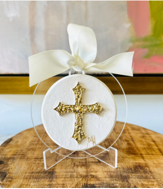 Debra Hewitt Designs Cross Round Intaglio Ornament