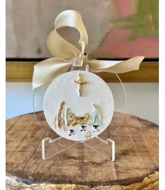 Debra Hewitt Designs Nativity Round Intaglio Ornament