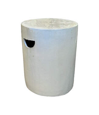 Van Cleve Collection Rustic White Cylinder Stool