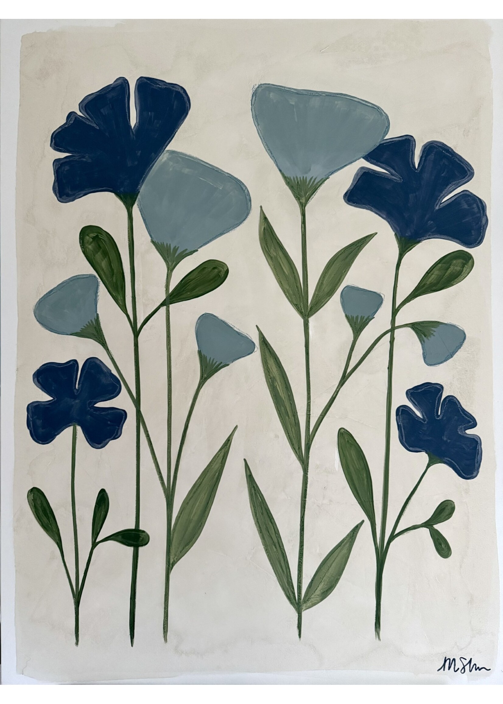 No. 20 Blue & Navy Botanicals on  off white