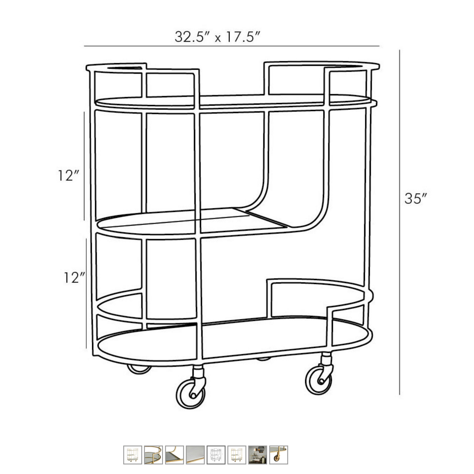 Arteriors Trainor Bar Cart