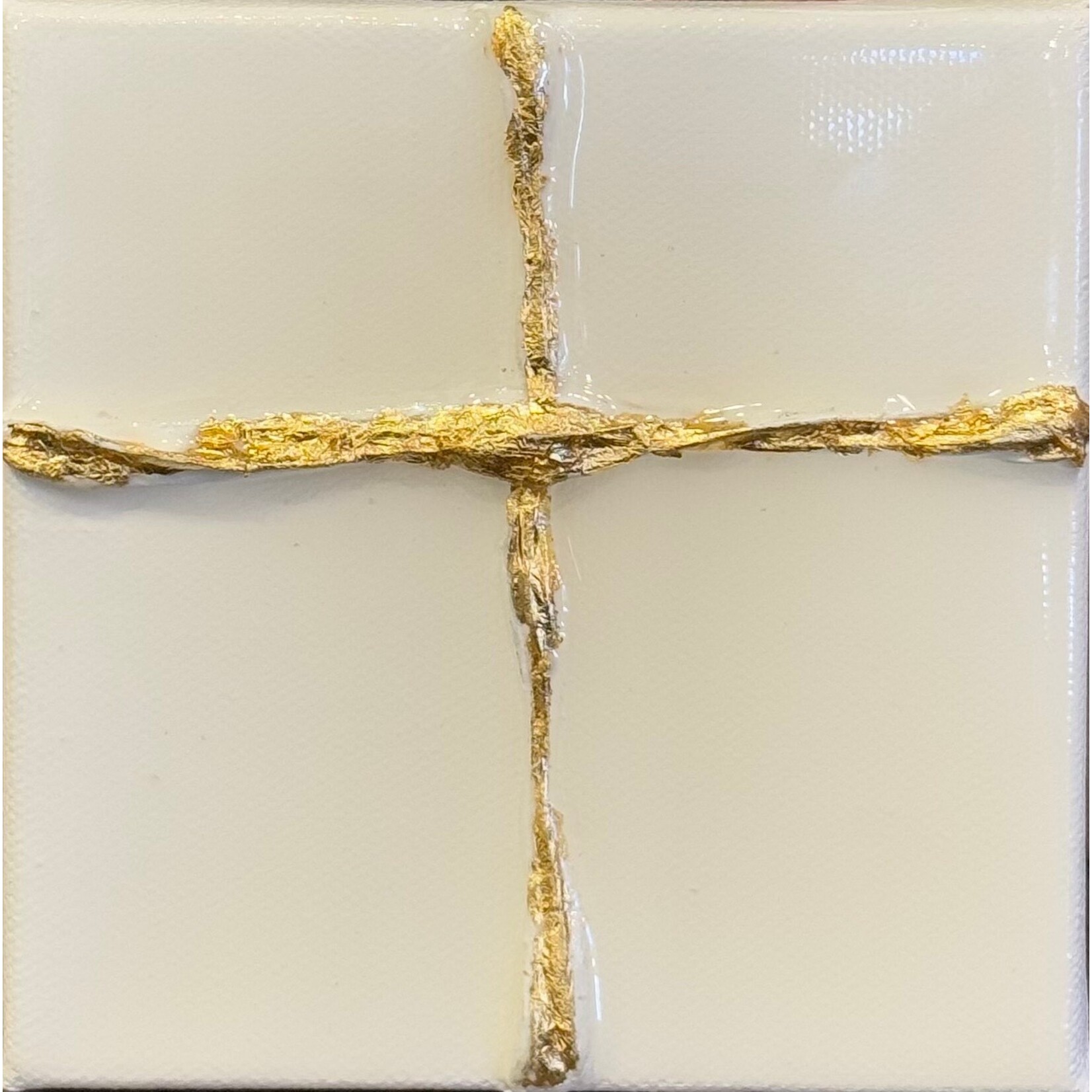 Gold Leaf Cross on White