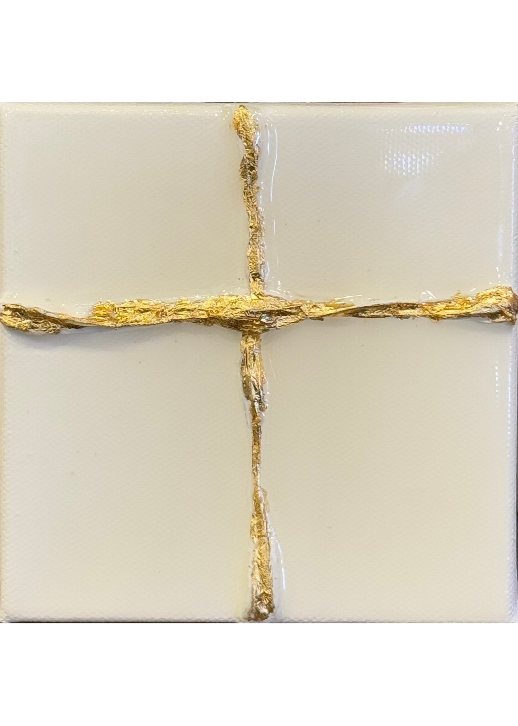 Gold Leaf Cross on White