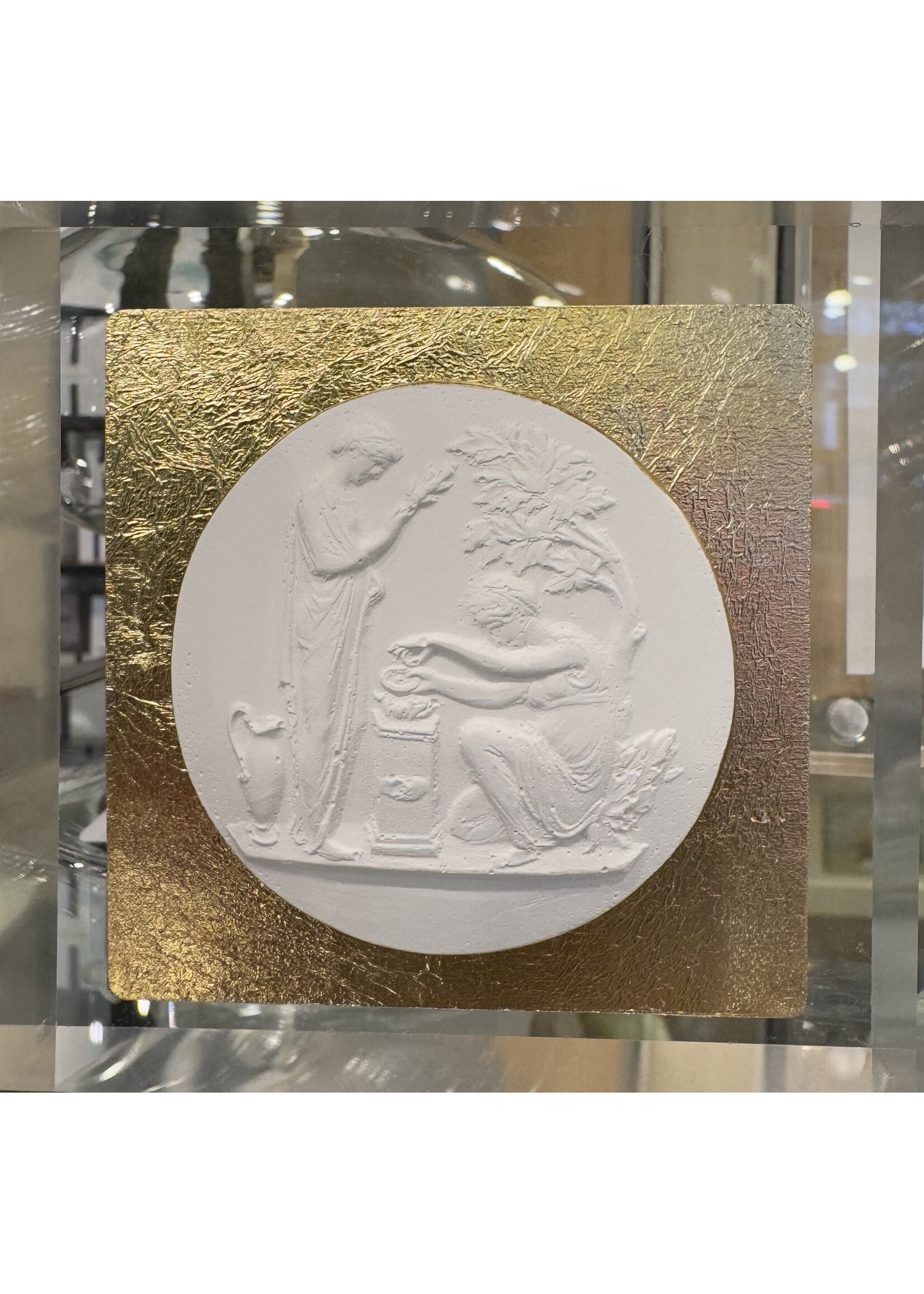 Intaglio on Gold Leaf Acrylic Block