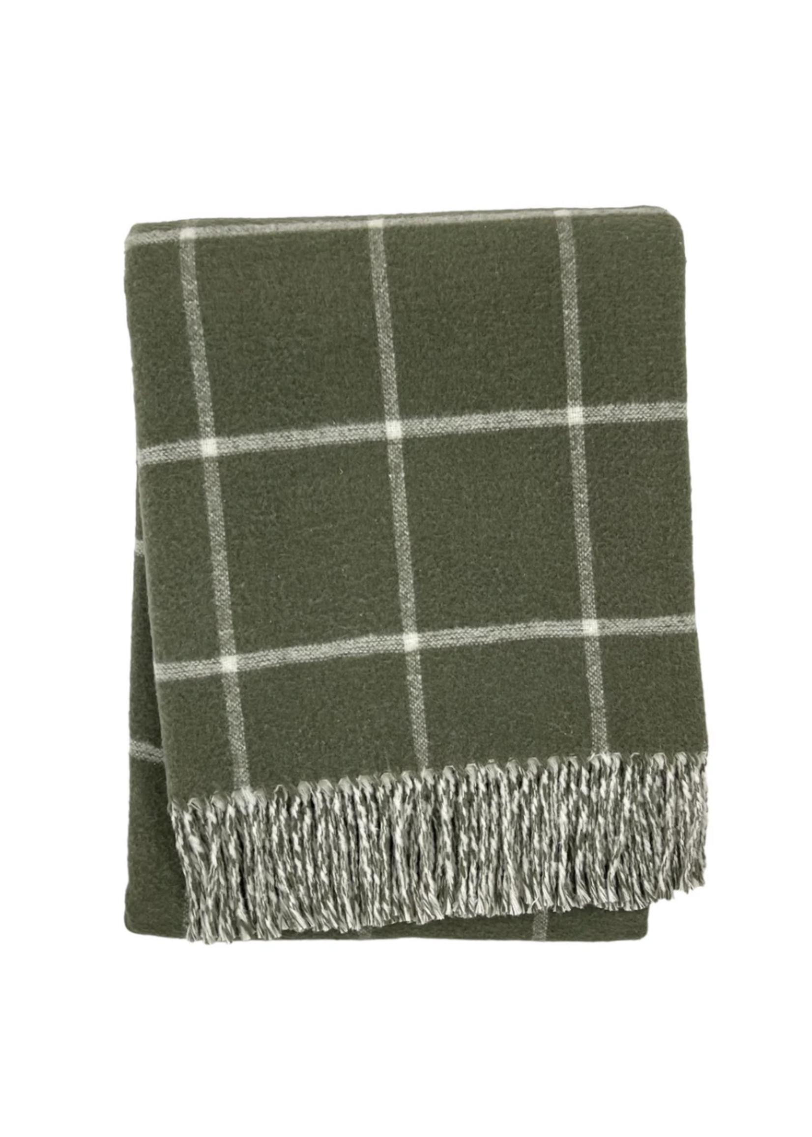 Olive Double Face Windowpane Throw