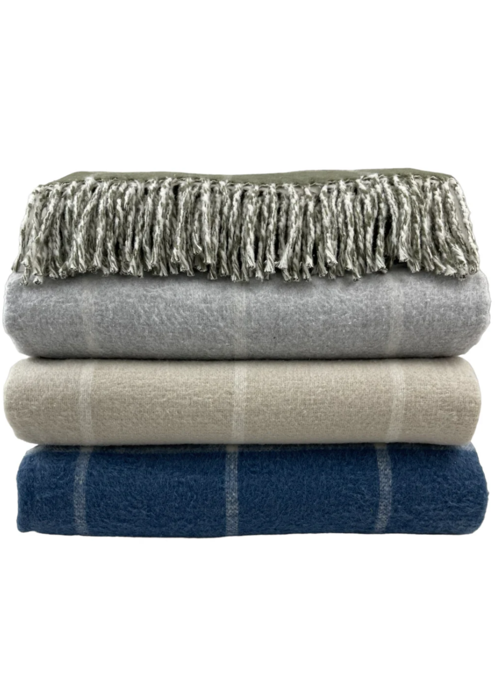 Olive Double Face Windowpane Throw