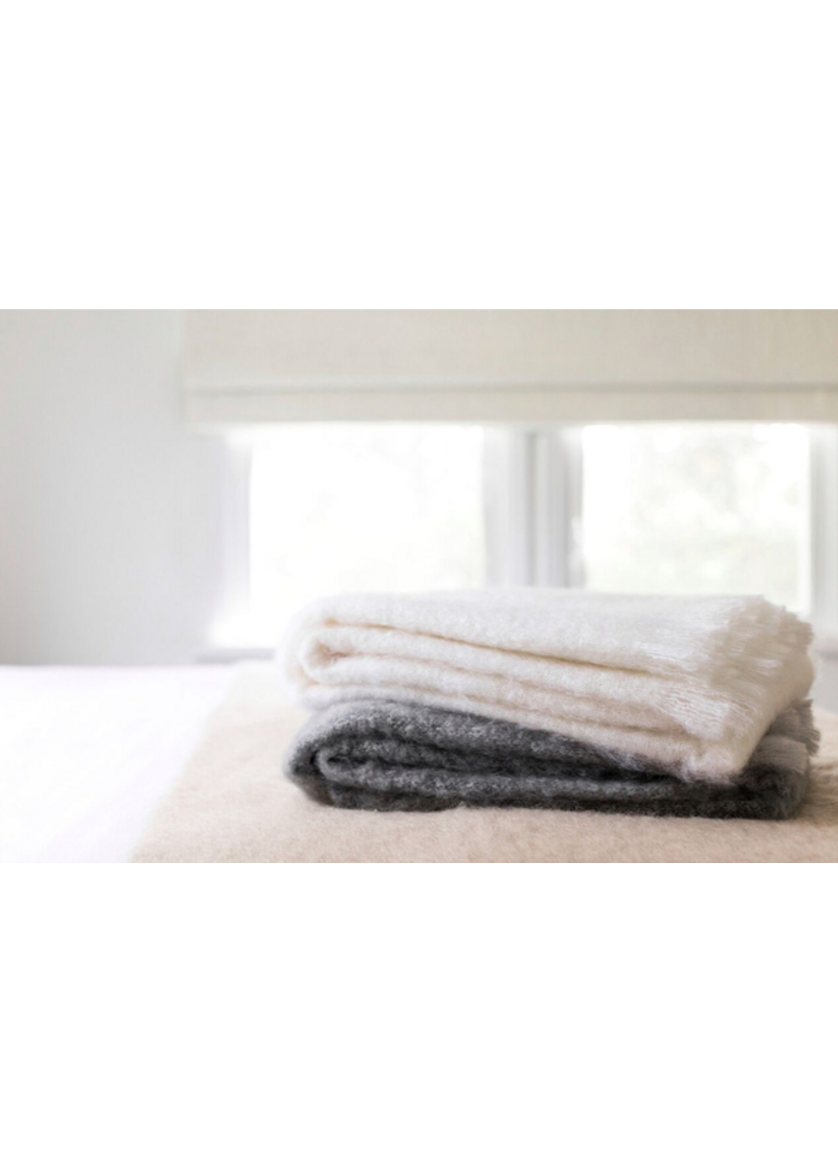 Cream Brushed Mohair Throw