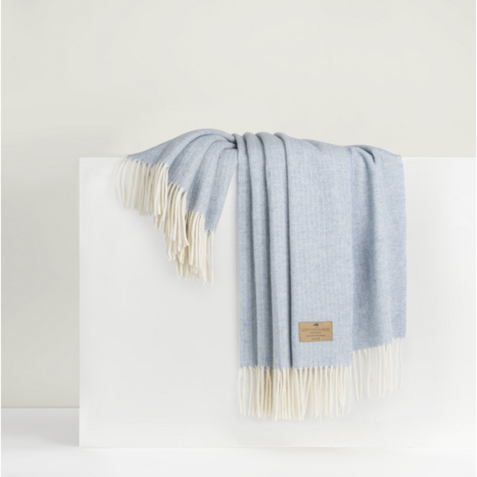 Sky Blue Pinstripe Cashmere Throw