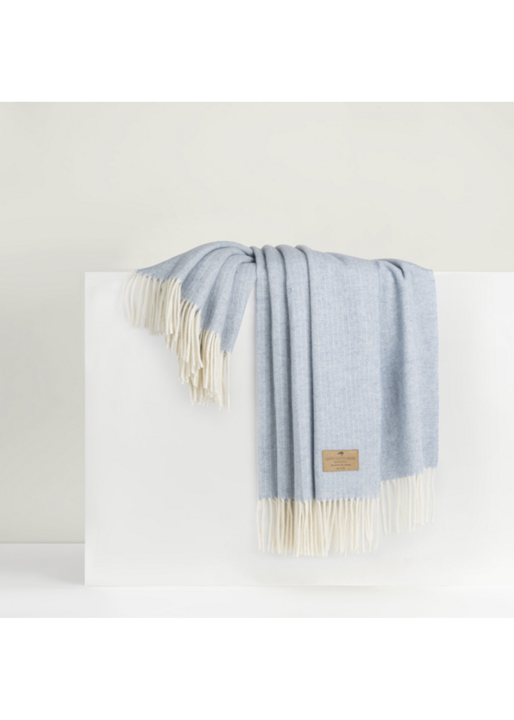 Sky Blue Pinstripe Cashmere Throw