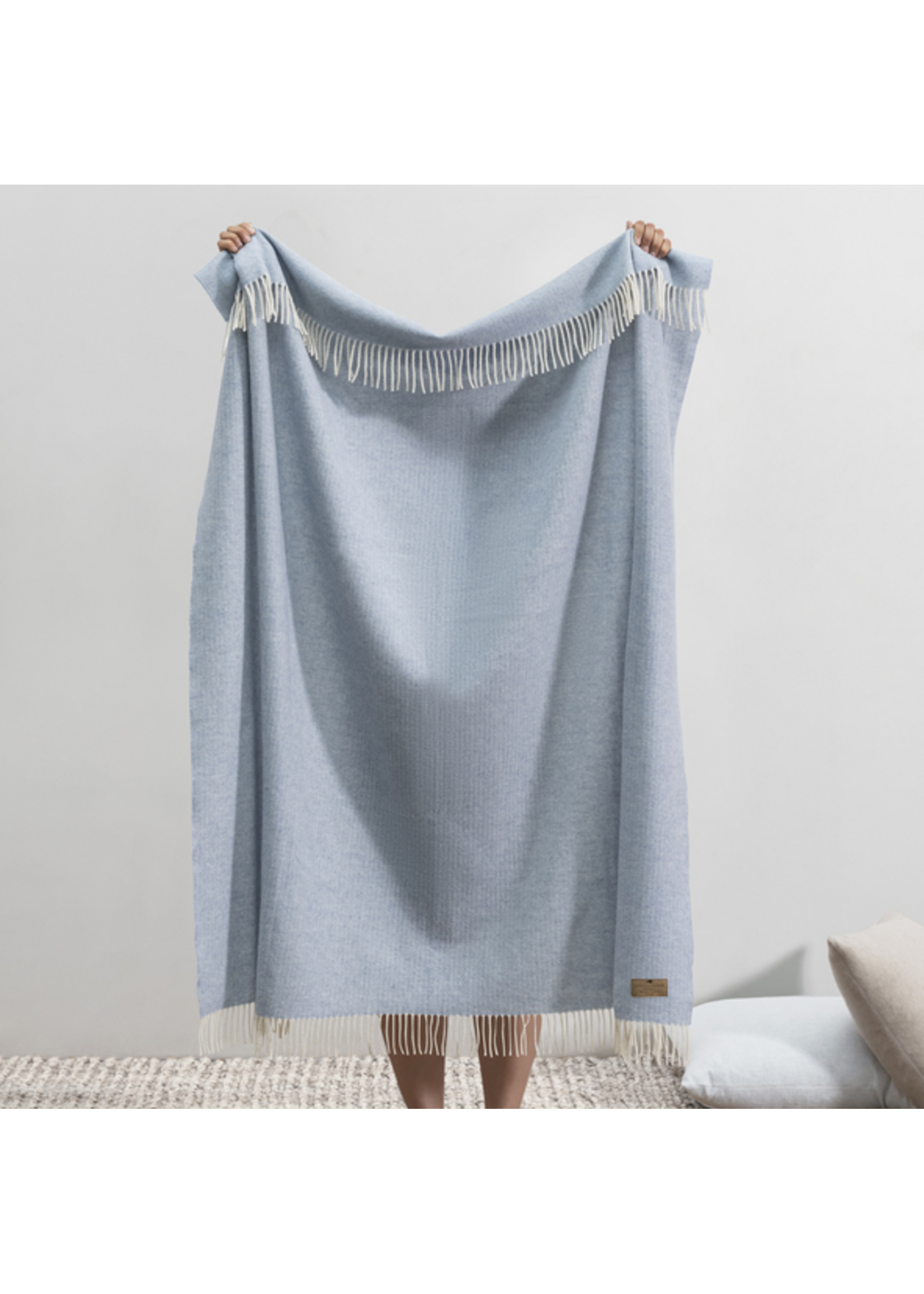 Sky Blue Pinstripe Cashmere Throw