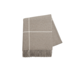 Taupe Windowpane Cashmere Lambswool Throw