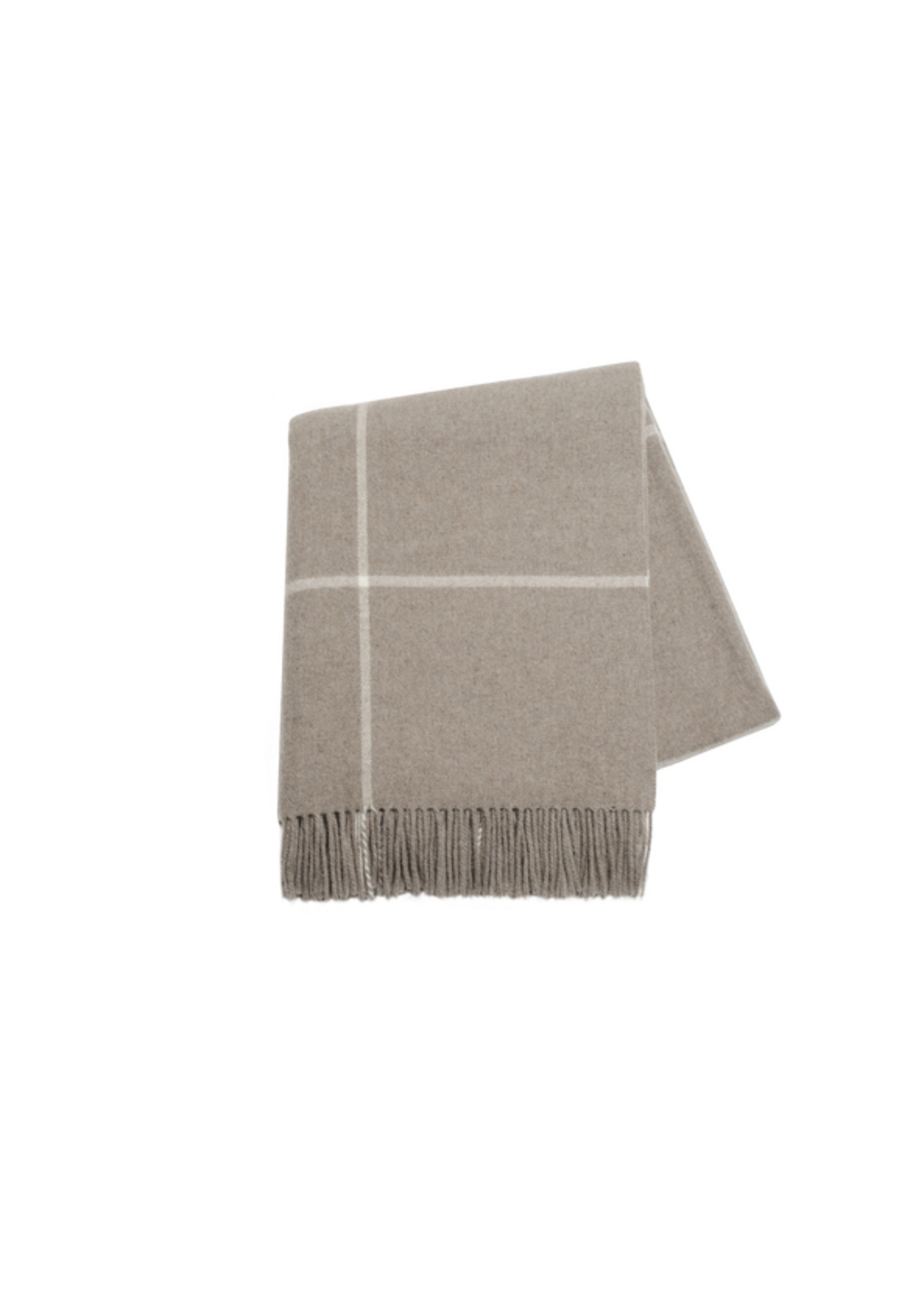 Taupe Windowpane Cashmere Lambswool Throw