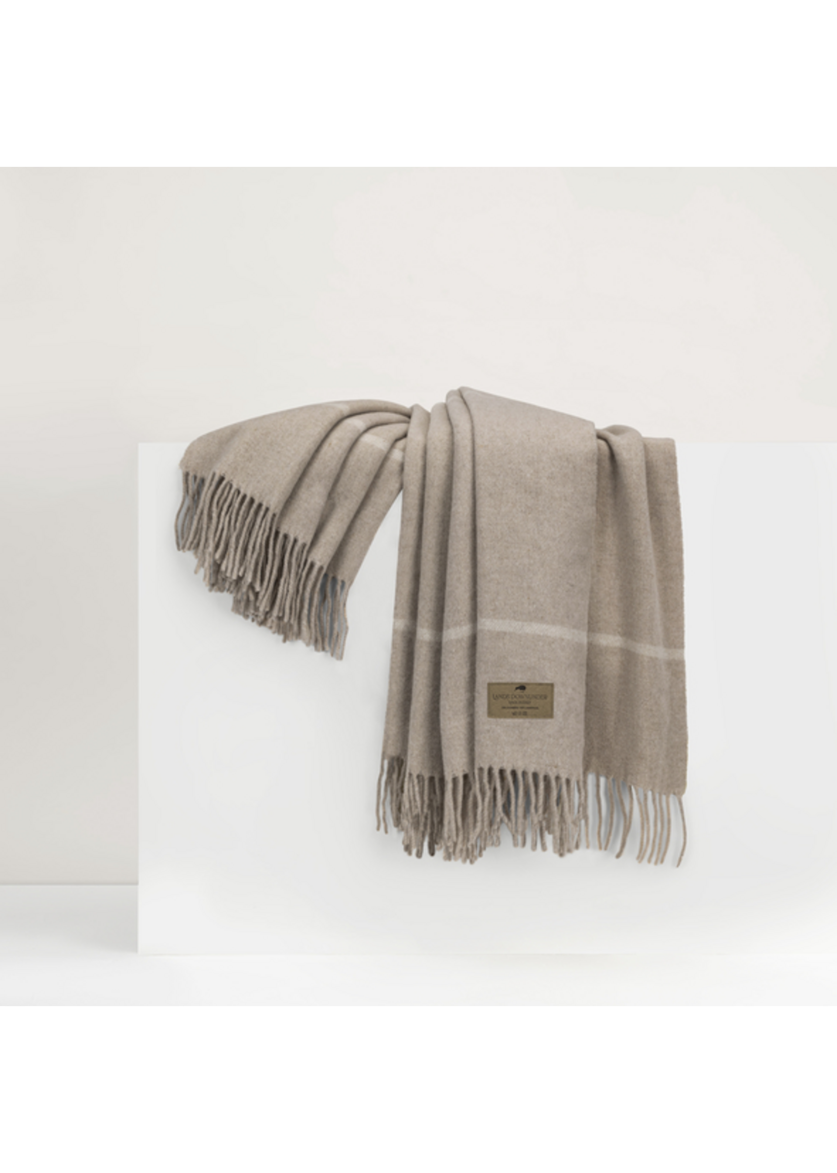 Taupe Windowpane Cashmere Lambswool Throw