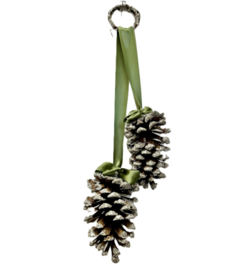 Sherri's Designs Double Hanging Pinecone Moss Ribbon