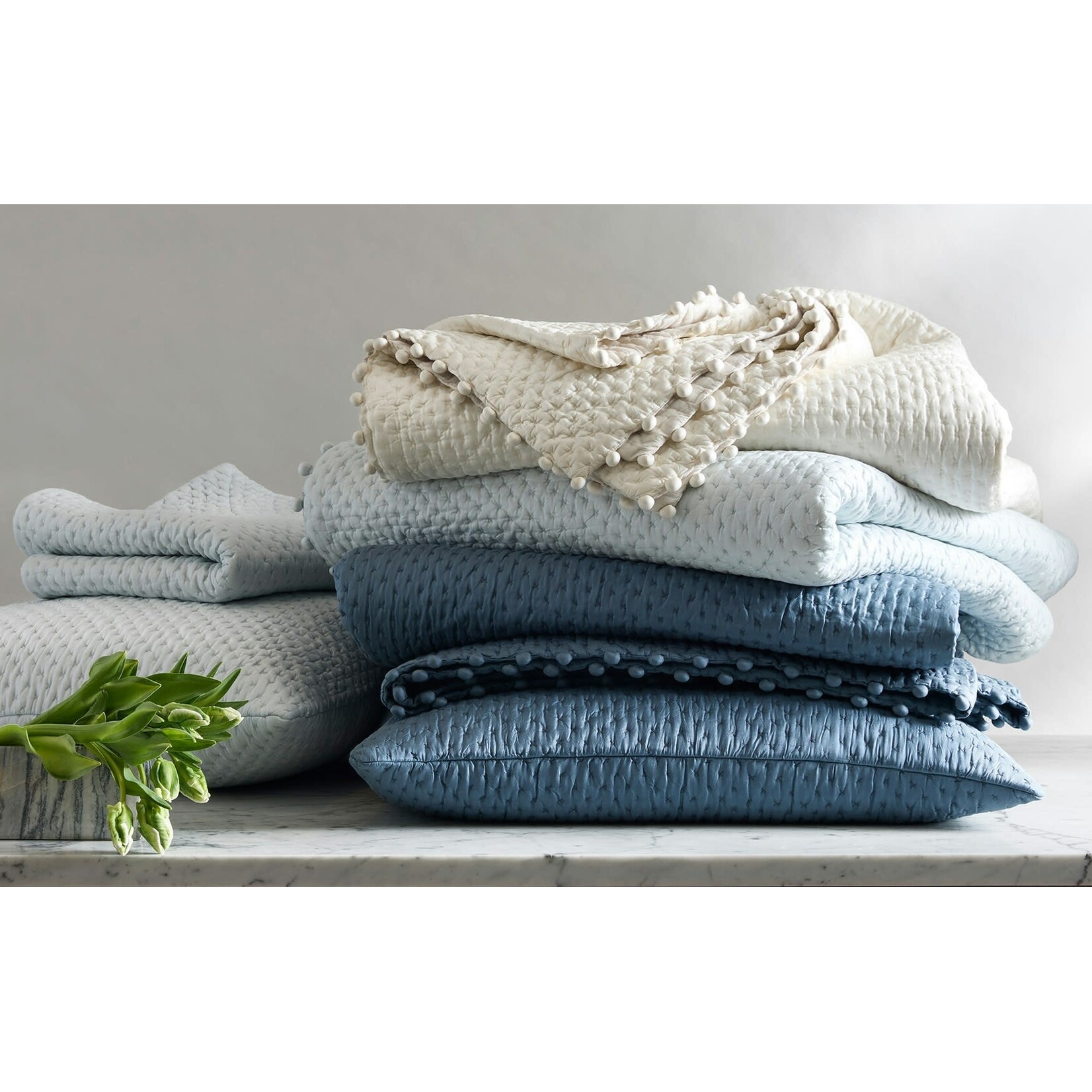 Matouk Matouk Margaret Quilted Euro Sham Cloud