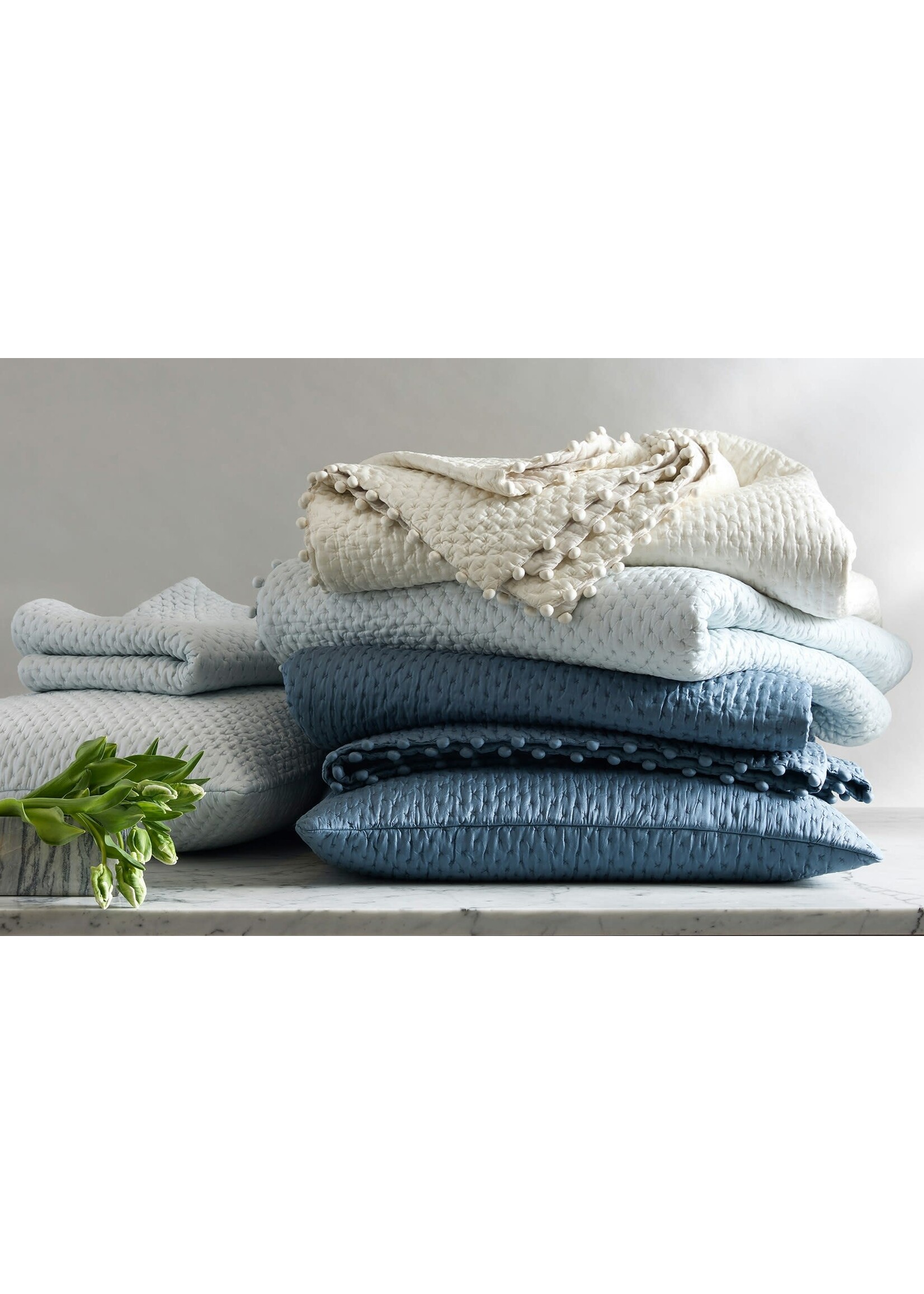 Matouk Margaret Quilted Euro Sham Cloud