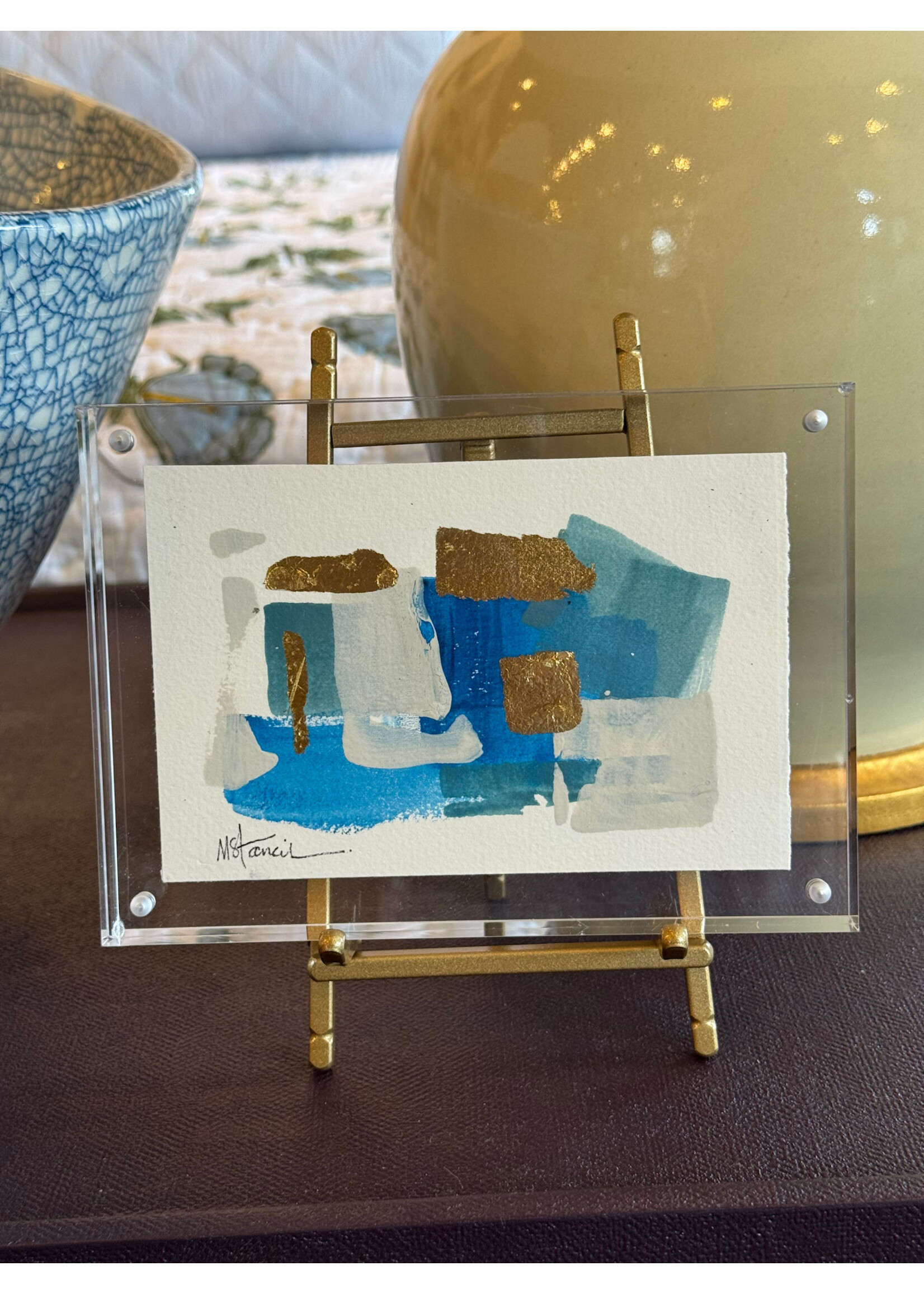 Small Abstract Blues/White