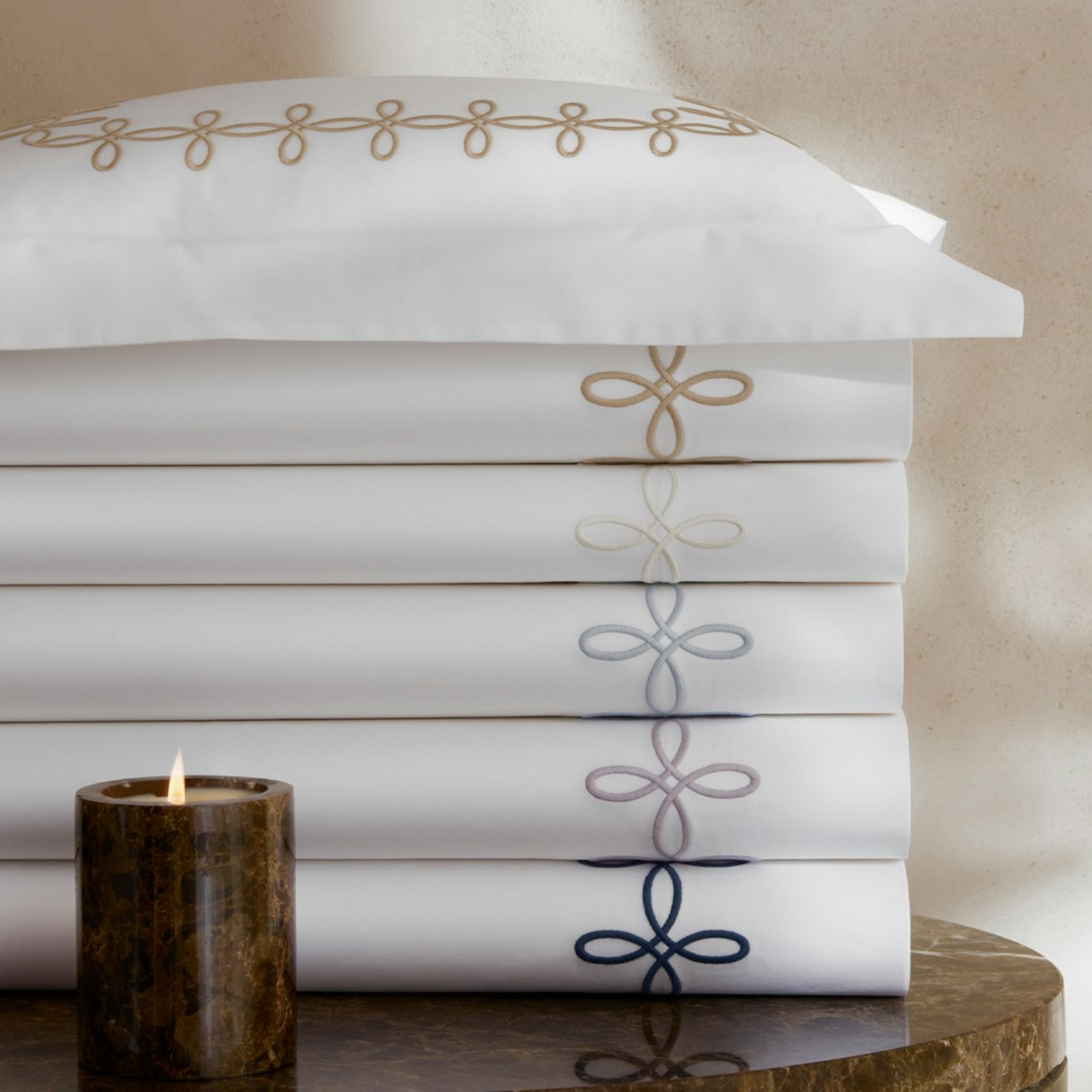 Matouk Matouk Gordian Knot Flat Sheet King Cream