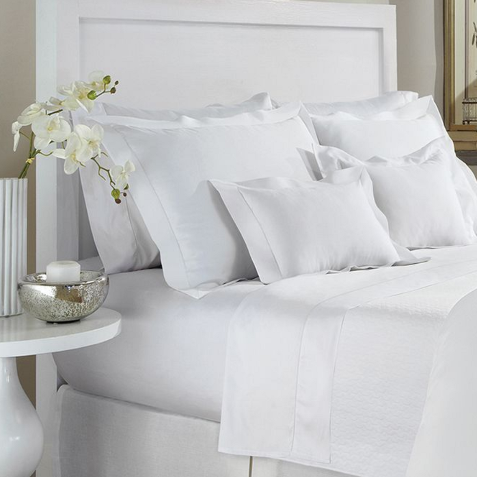 Downtown Paula Sateen Sheet Set White Queen Sateen