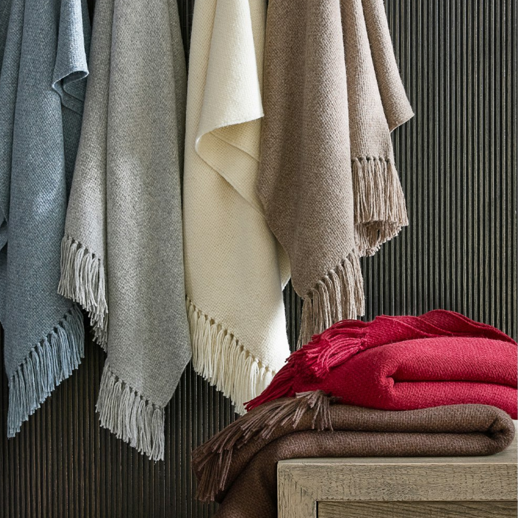 Matouk Lanza Throw Parchment