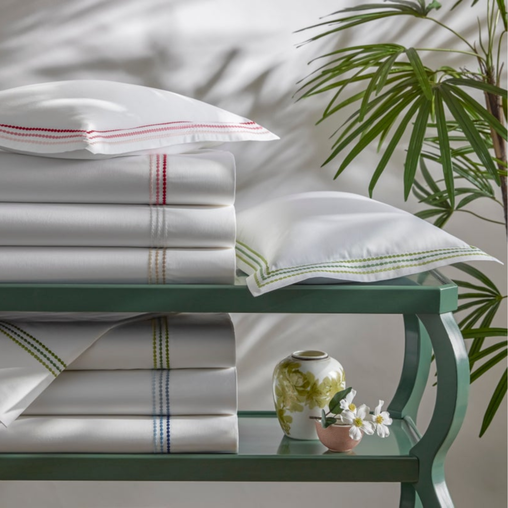 Matouk Matouk Amara Triple Pearl Flat Sheet  Full/Queen  Hazy Pool