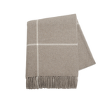 Taupe Windowpane Cashmere Lambswool Throw