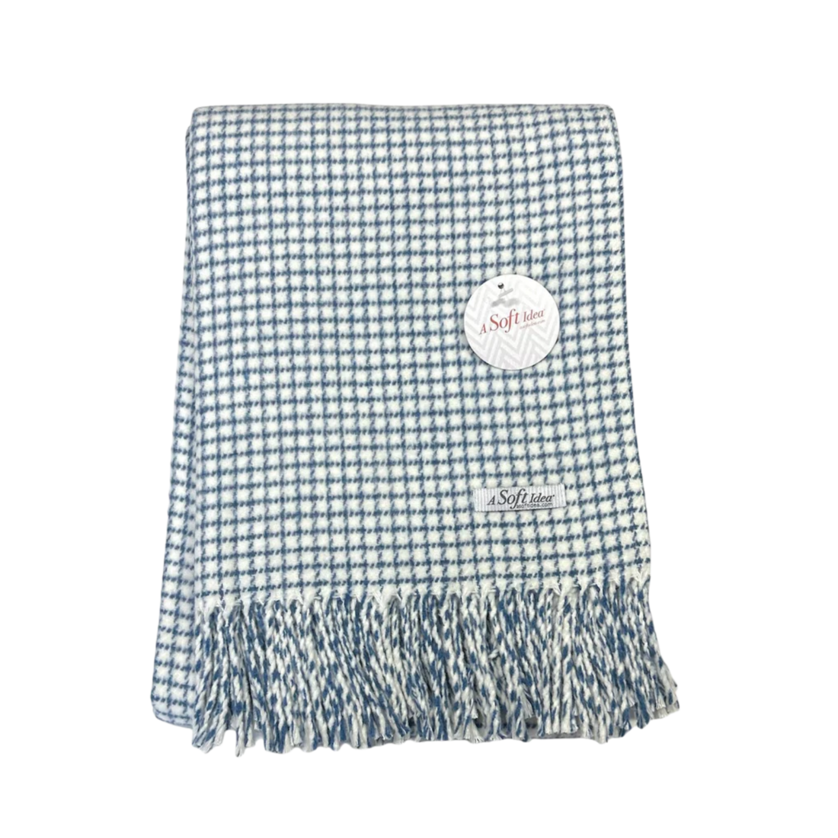 Small Check Pattern Throw Cream/Denim