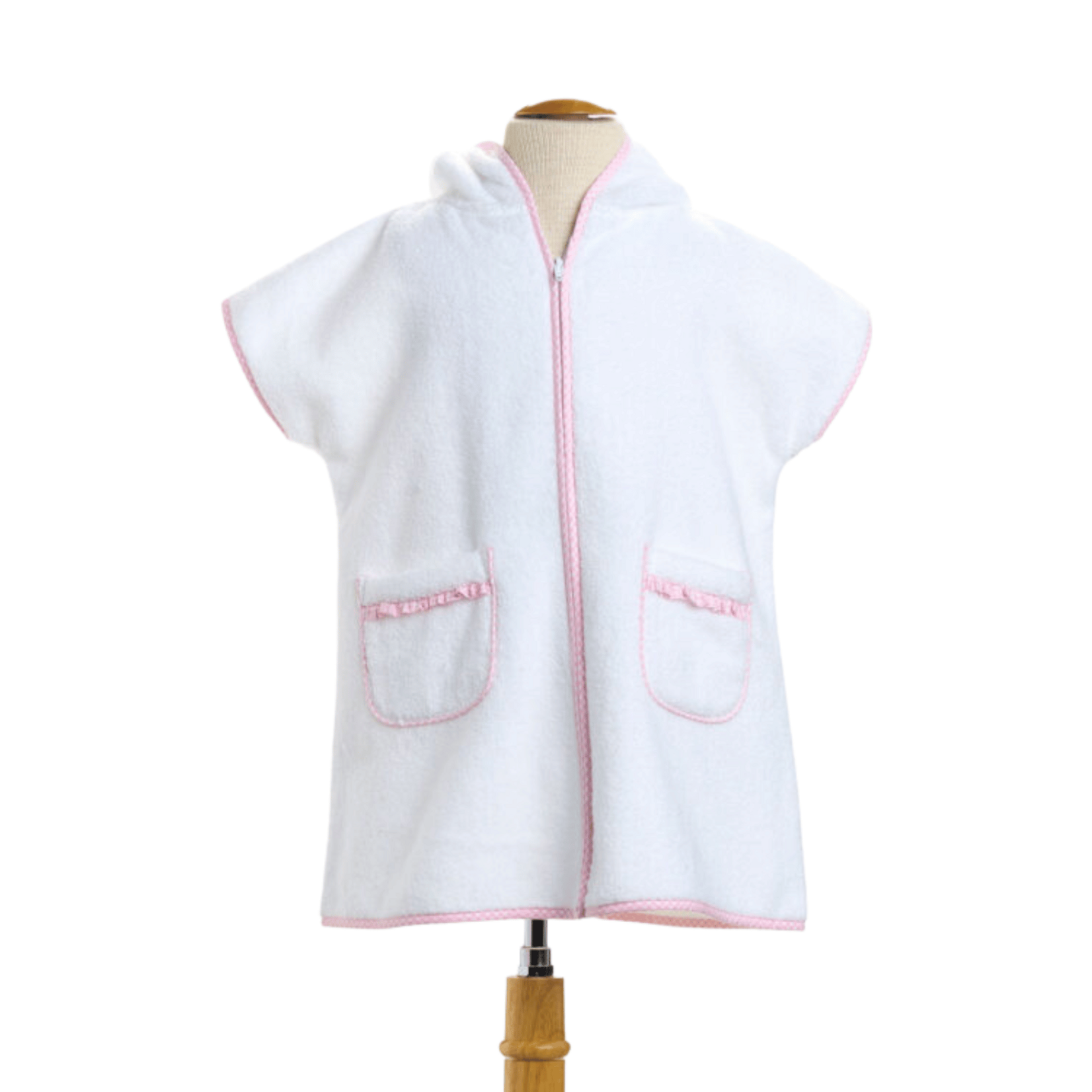 Sleeveless Cover Up Hood Pink Gingham