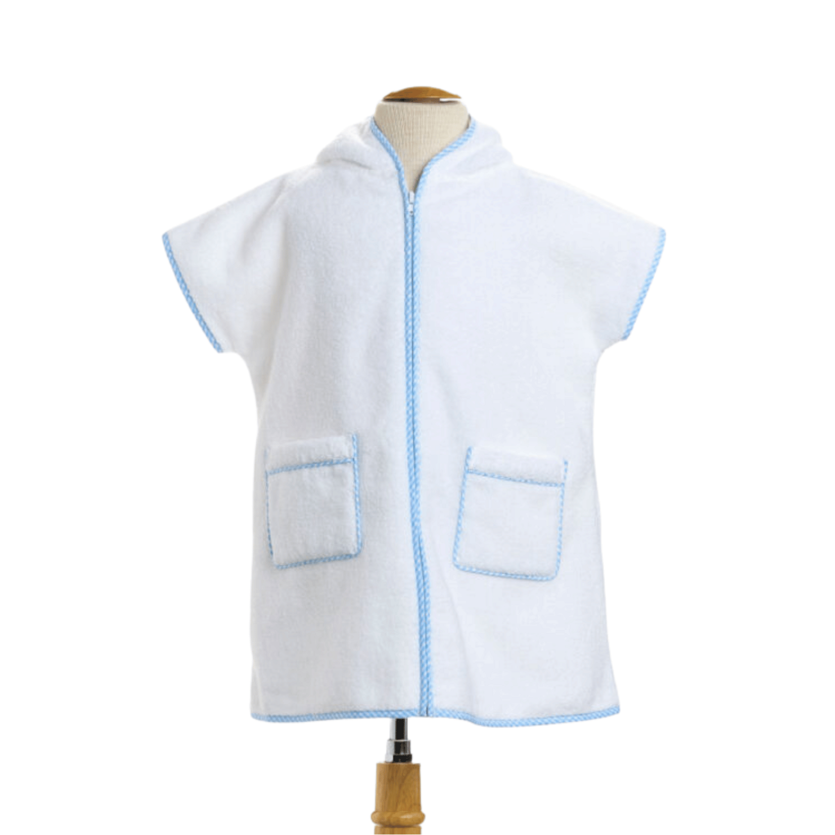 Sleeveless Cover Up Hood Blue Gingham