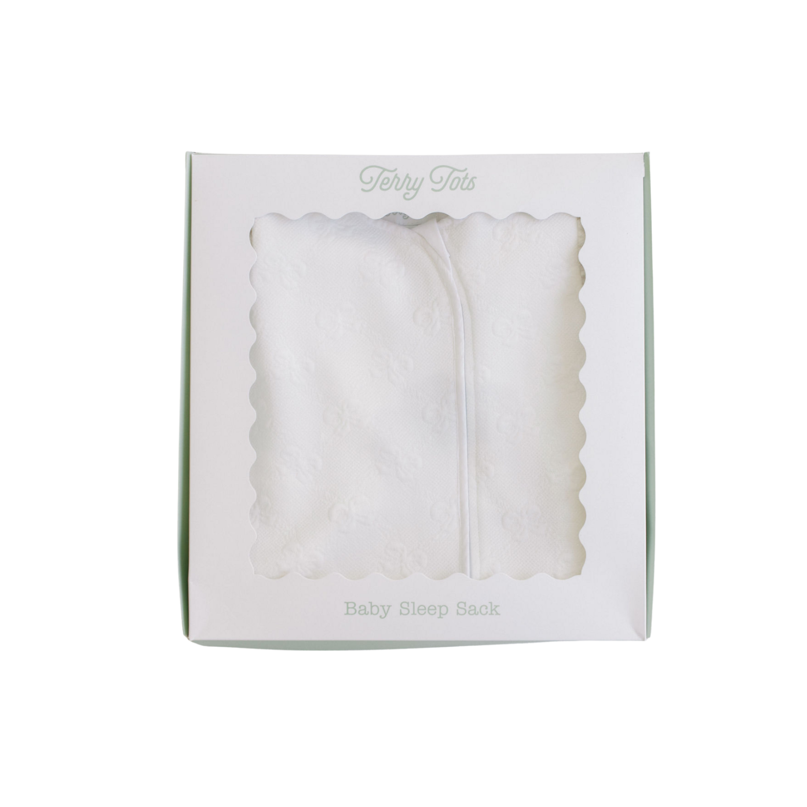 Terry Tots Sleep Sack White Jacquard Bows