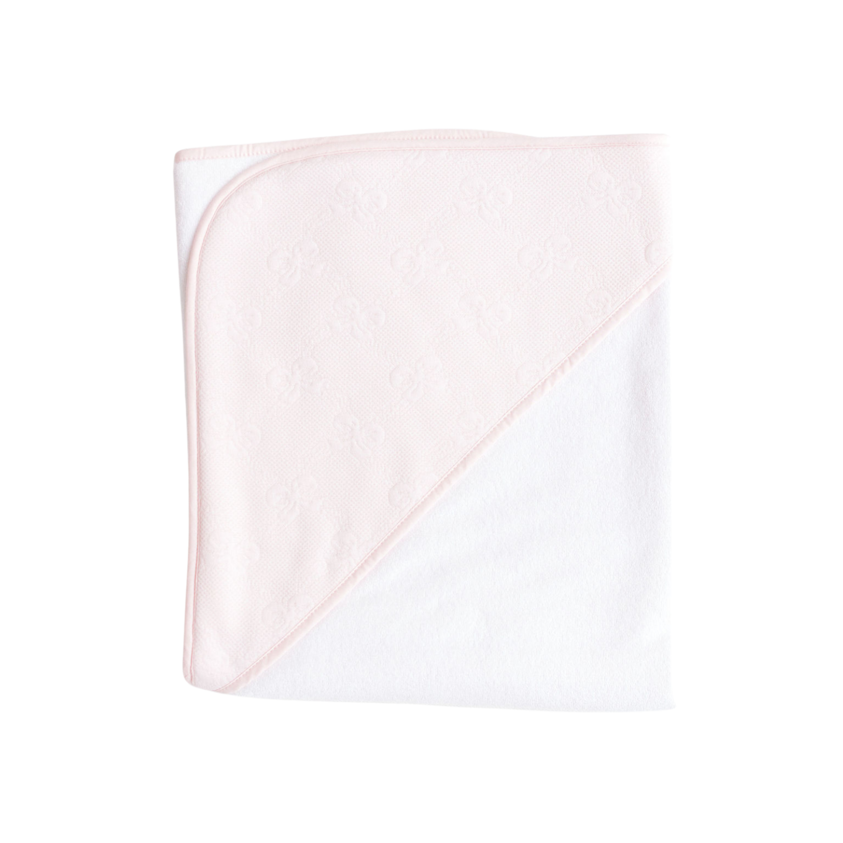 Terry Tots Hooded Towel Pink Jacquard Bows
