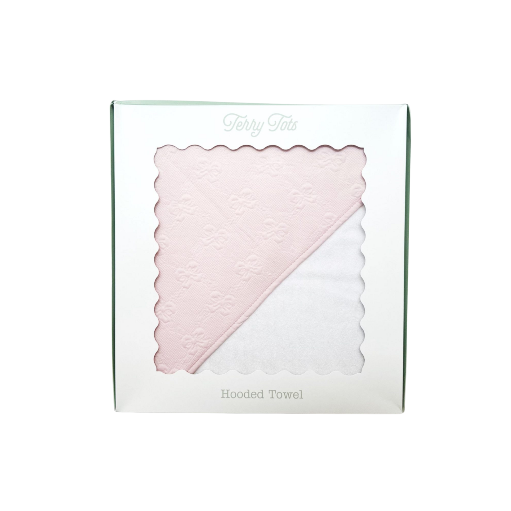 Terry Tots Hooded Towel Pink Jacquard Bows