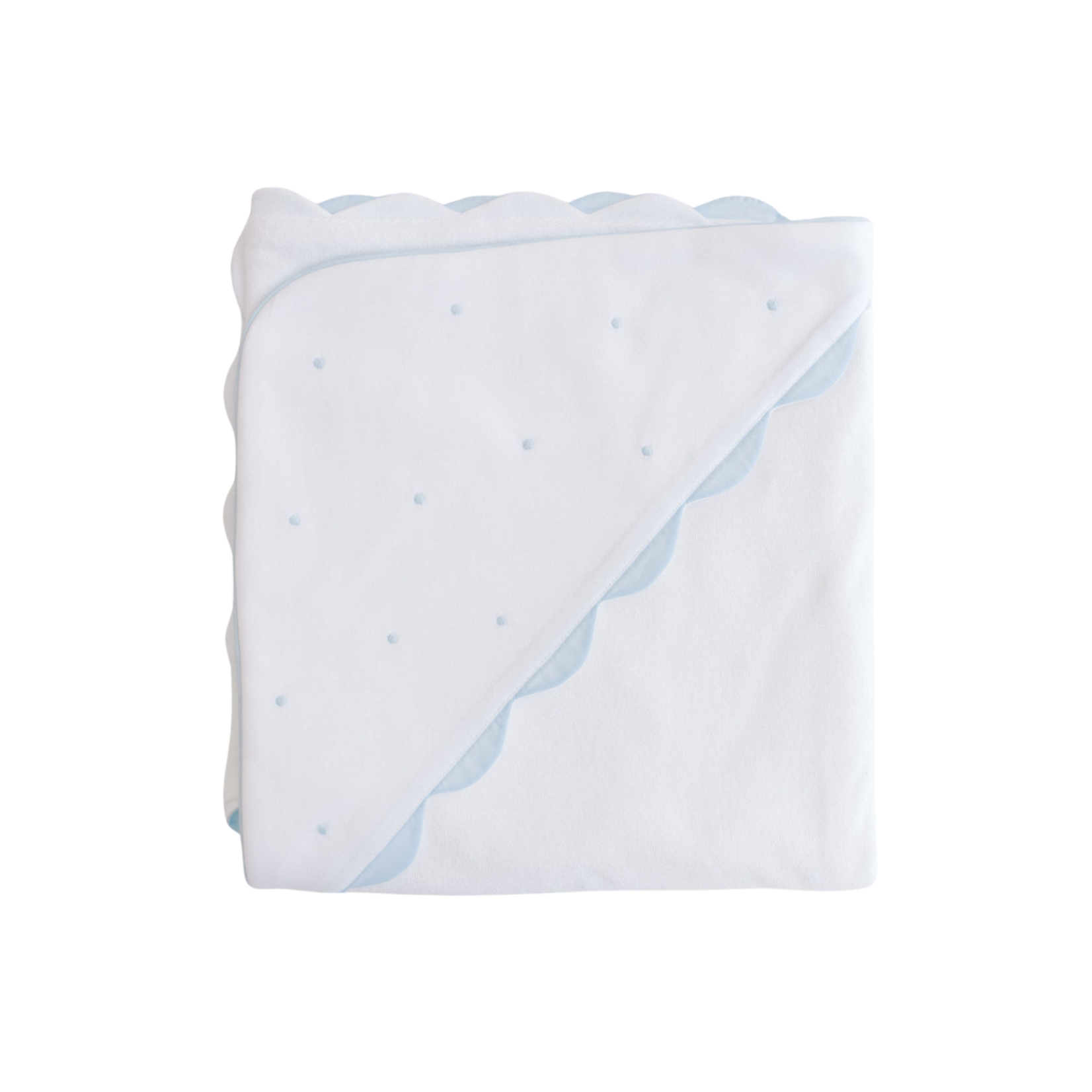 Terry Tots Hooded Towel Blue Embroidered Dots