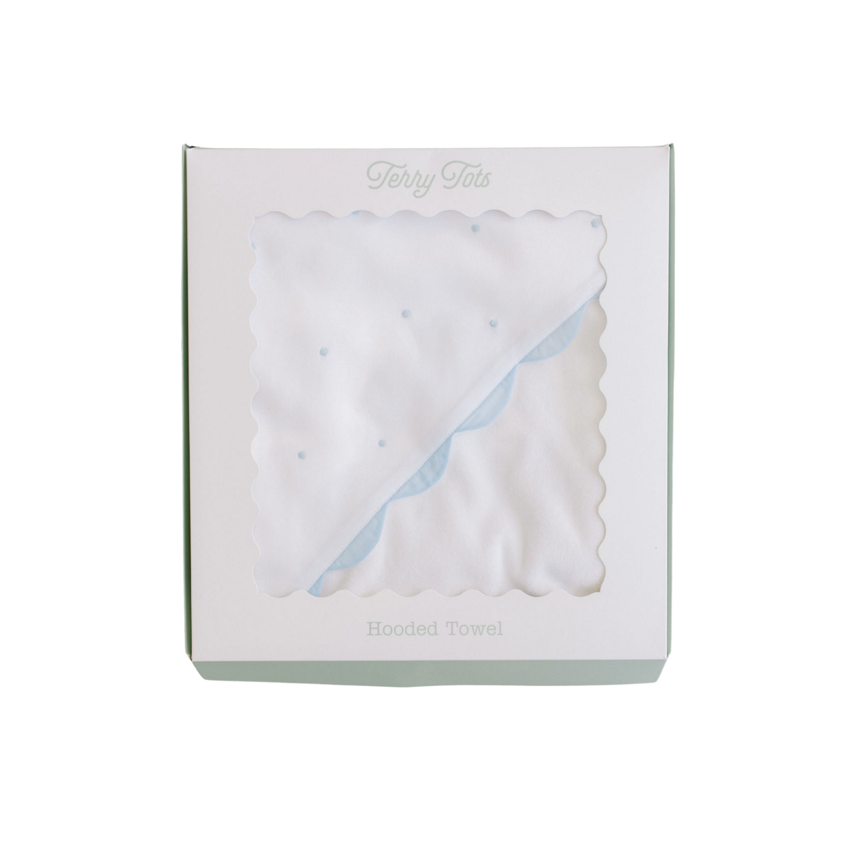 Terry Tots Hooded Towel Blue Embroidered Dots