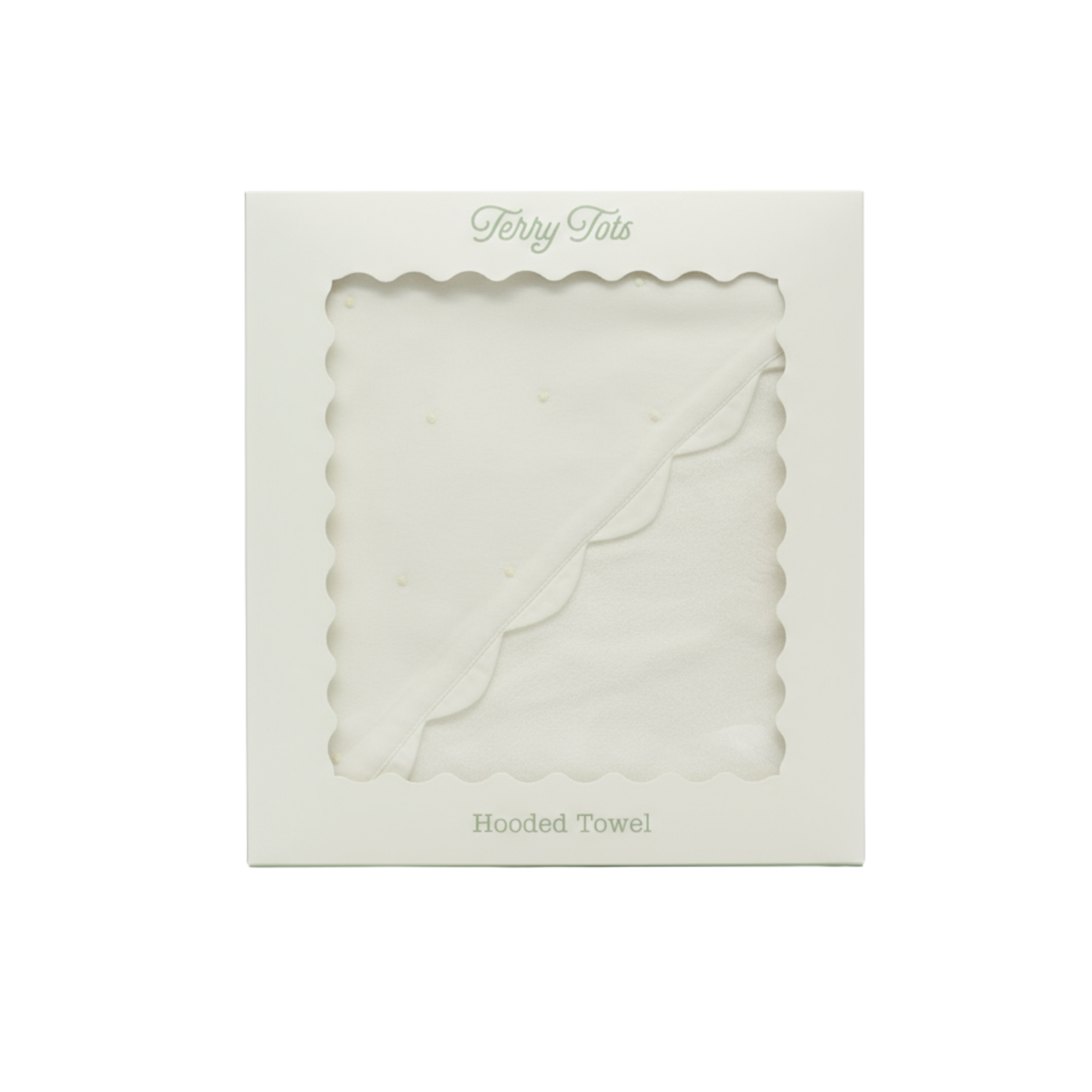 Terry Tots Hooded Towel Ecru Embroidered Dots