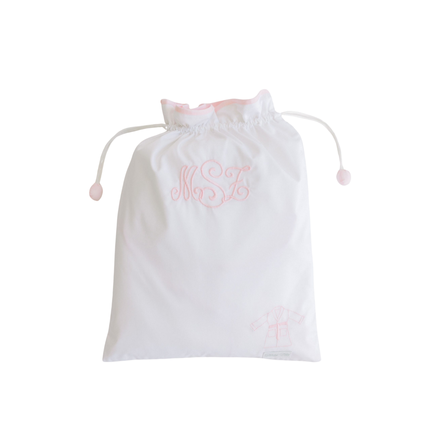 Bathrobe White Terry Hood Pink Scalloped