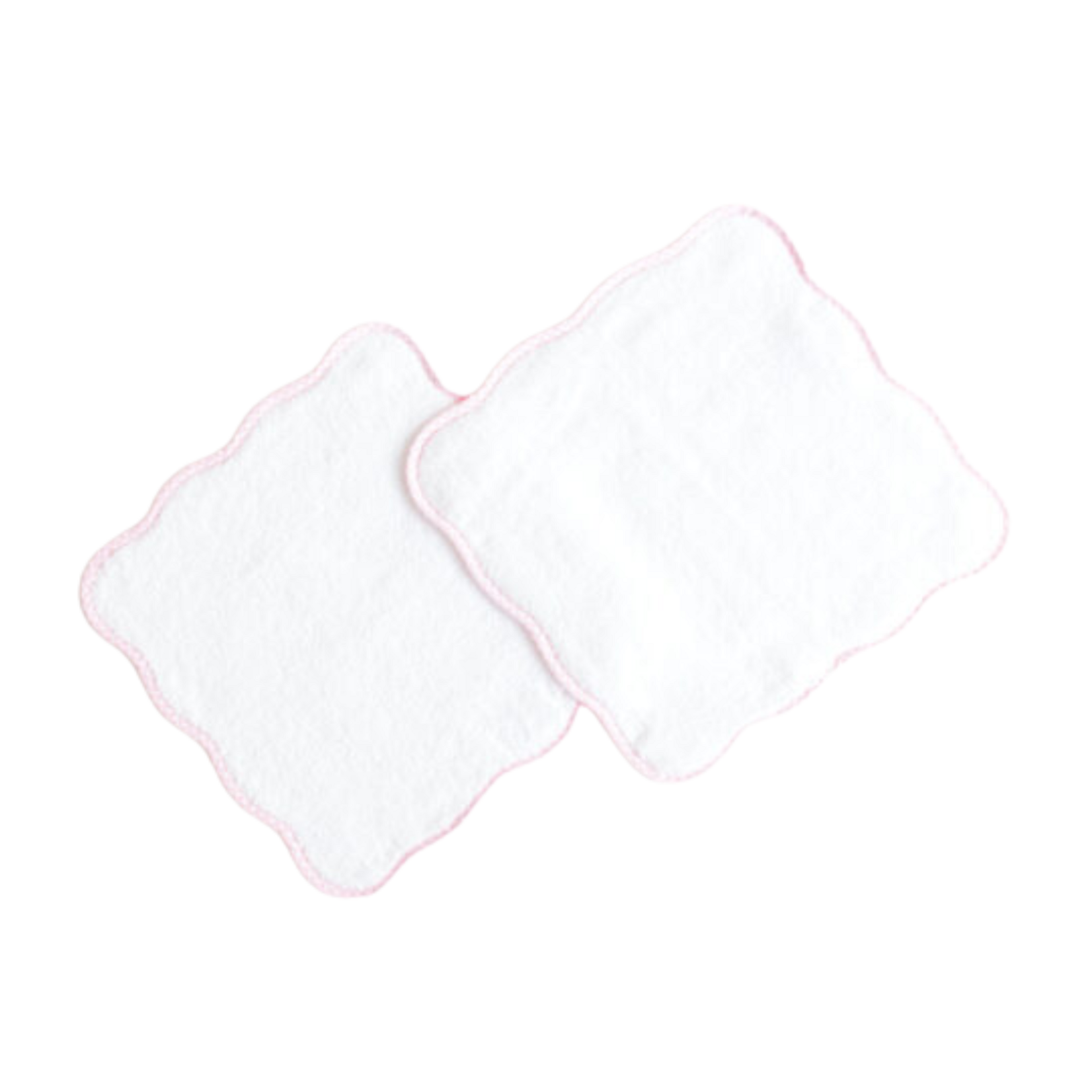 Wash Cloth Set of 2  Pink Gingham Scalloped Edge