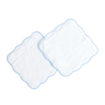 Wash Cloth Set of 2 Blue Gingham Scalloped Edge