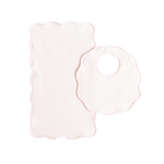 Bib & Burp Set Pink Jacquard Bows