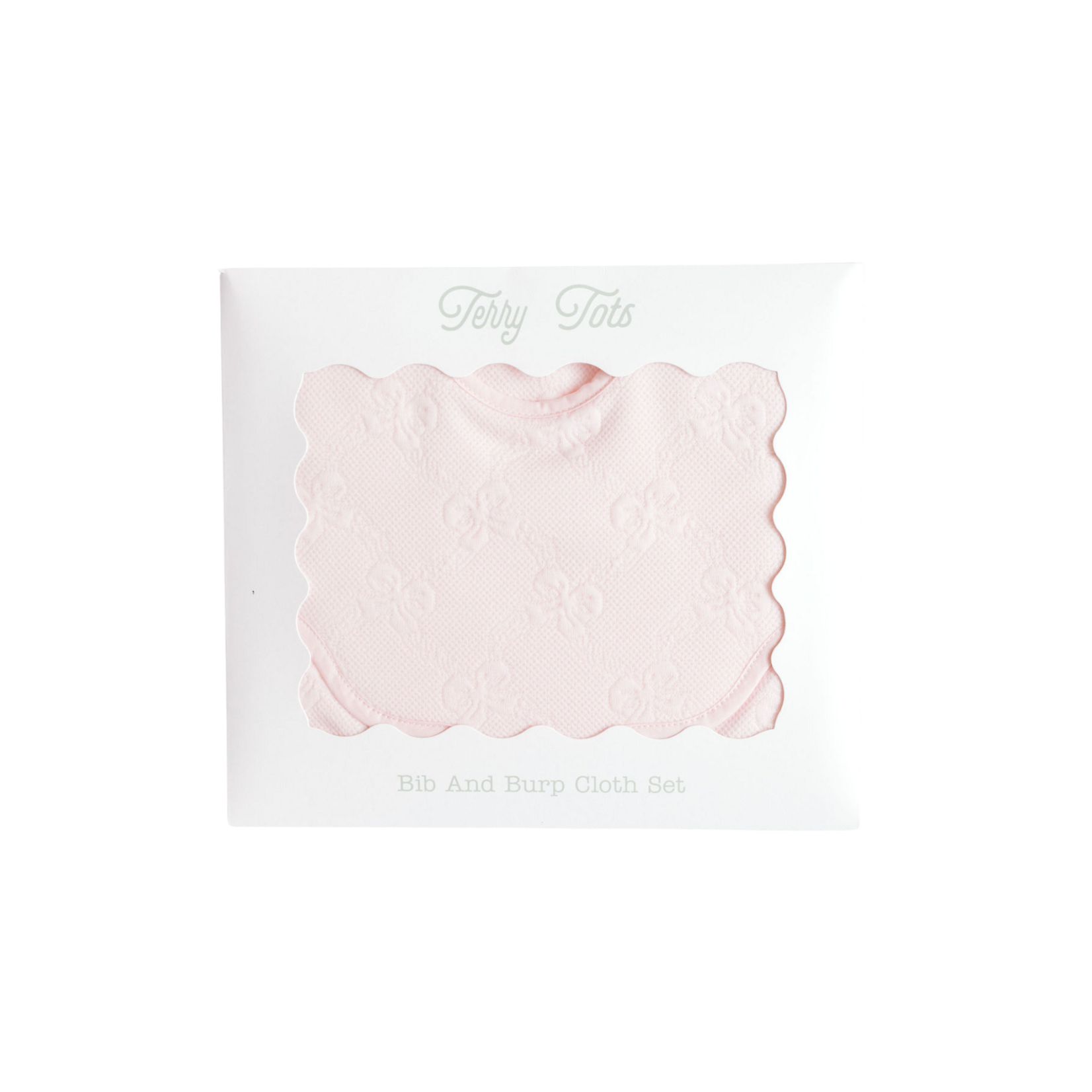 Terry Tots Bib & Burp Set Pink Jacquard Bows