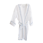 Bathrobe White Terry Hood Blue Stripe