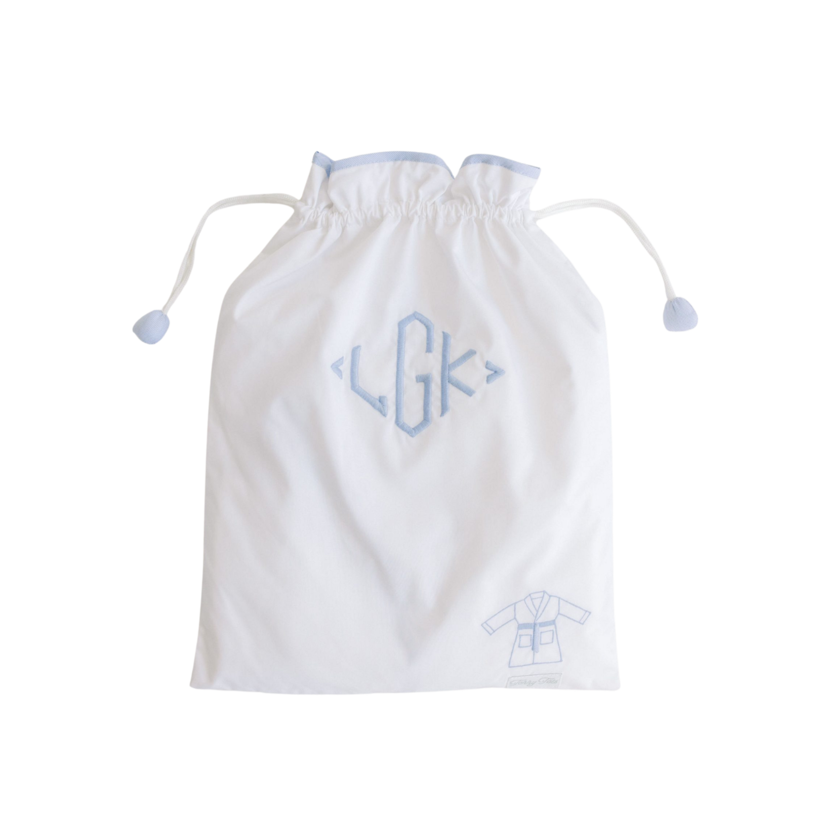 Terry Tots Bathrobe White Terry Hood Blue Stripe