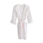 Bathrobe White Terry Hood Pink Scalloped