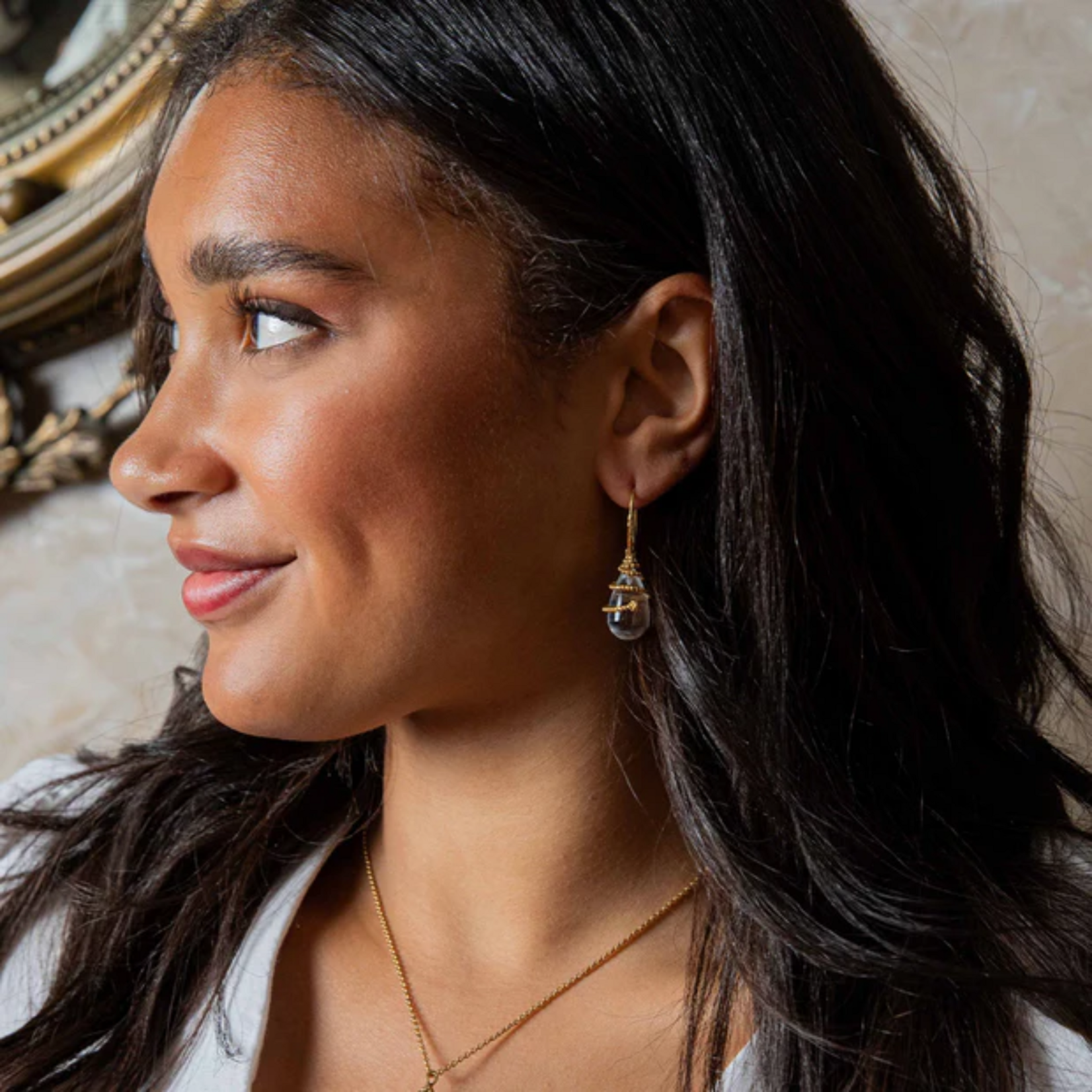 Capucine de Wulf Lily Drop Earrings Clear Quartz