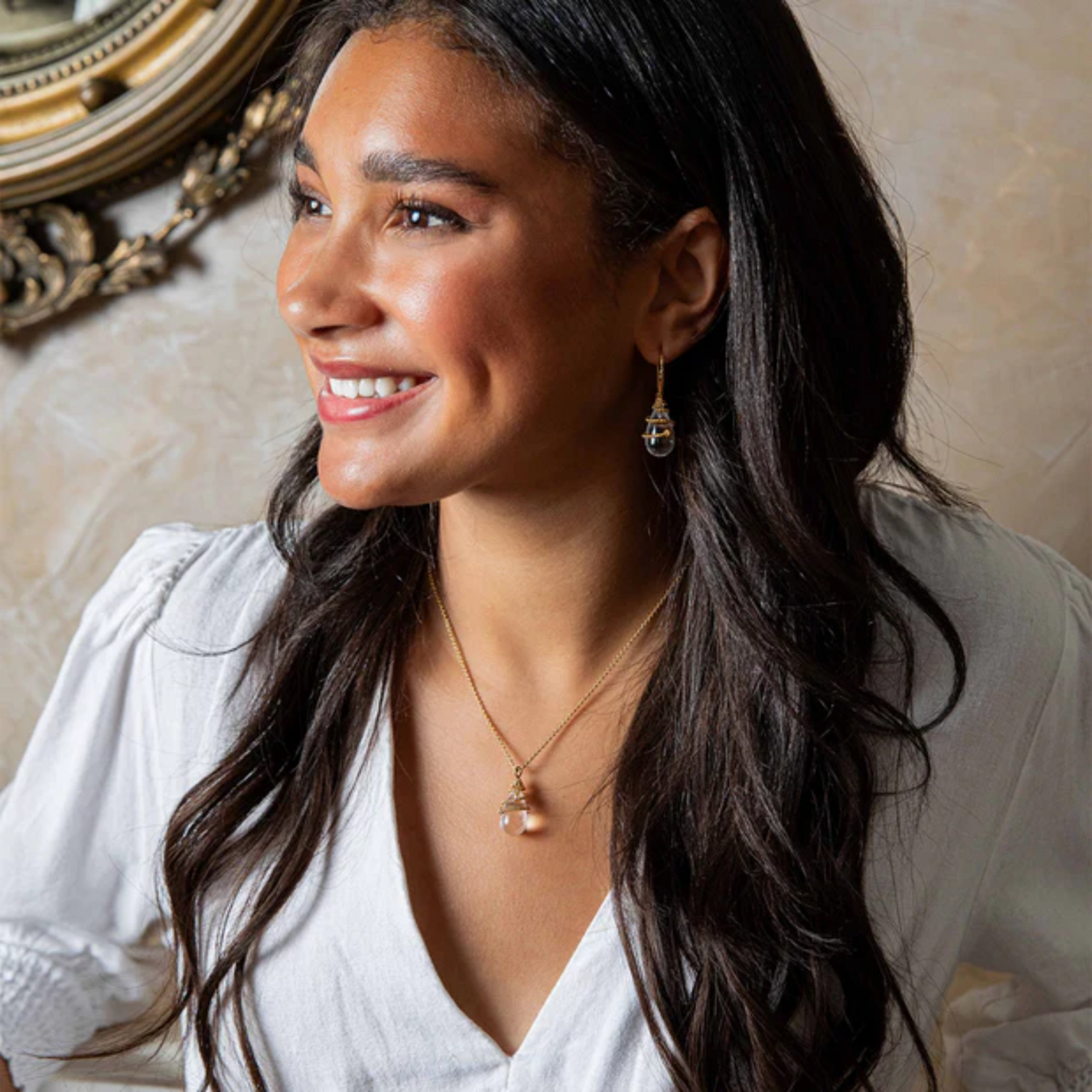 Capucine de Wulf Lily Drop Earrings Clear Quartz