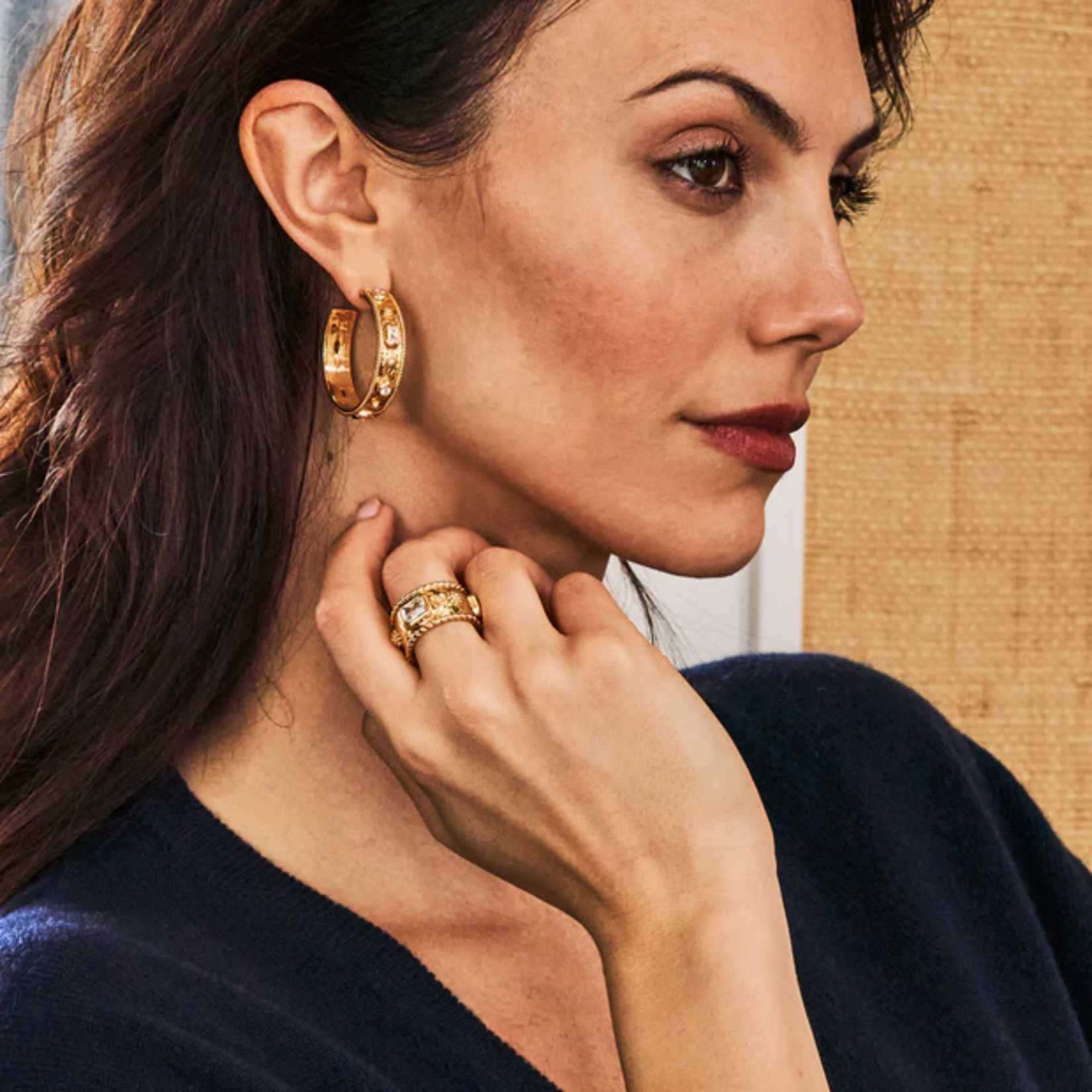 Juliska Capucine de Wulf Berry Hoop Earring Clear Cubic Zirconia