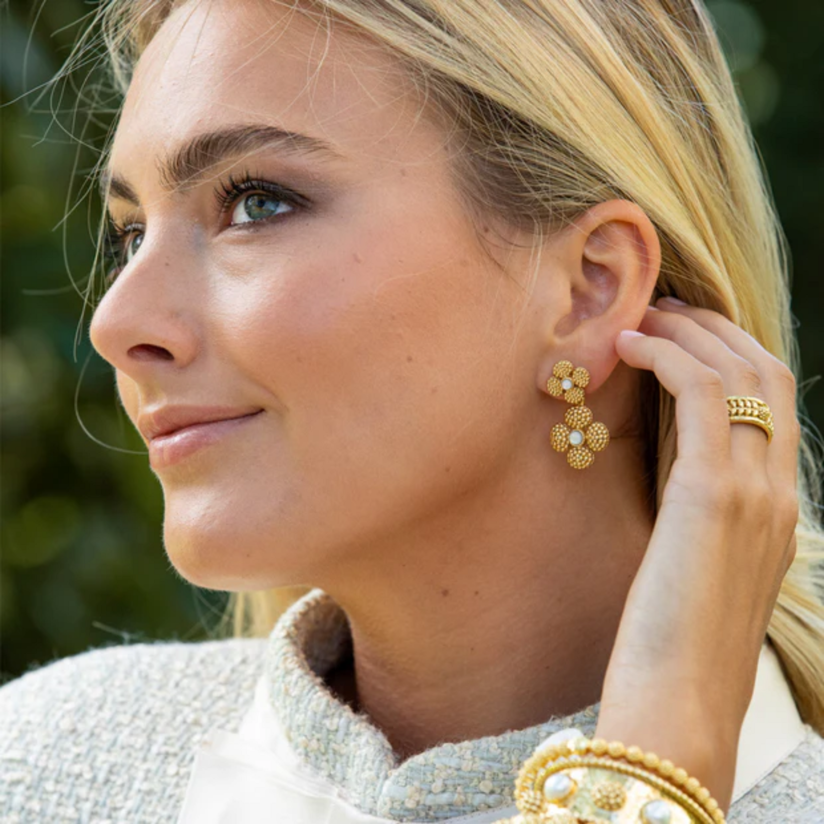 Capucine de Wulf Berry Clover Convertible Duo Earrings MOP