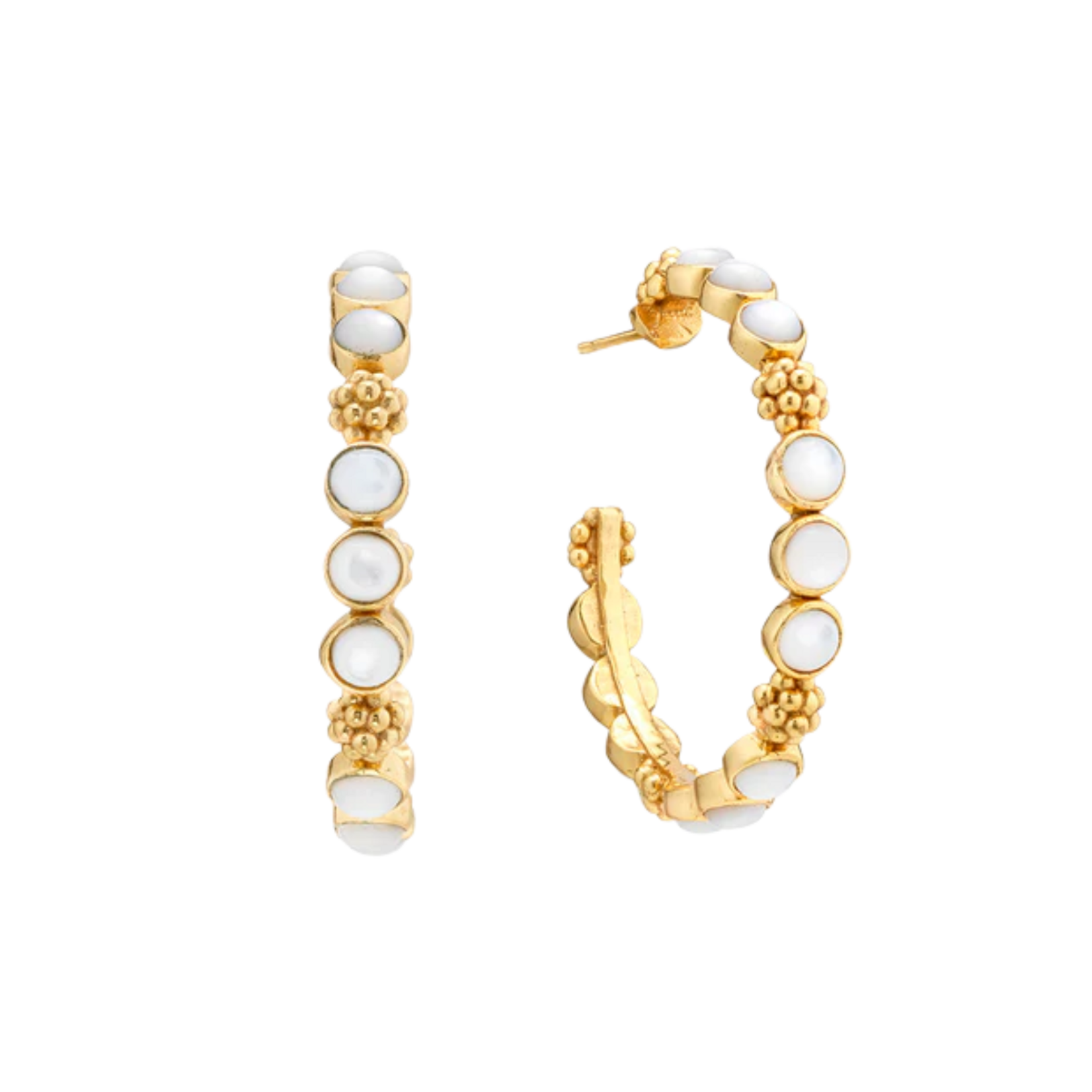 Juliska Capucine de Wulf Berry Gem Medium Hoop Earrings MOP
